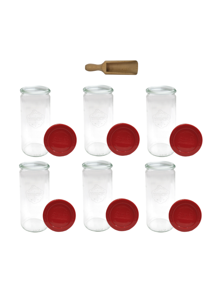 Słoiki weck - Słoiki Weck 1l płyny CYLINDER szczelne silikonowe wieko 6szt miarka 1040ml - product b2b.wamar.biz 2