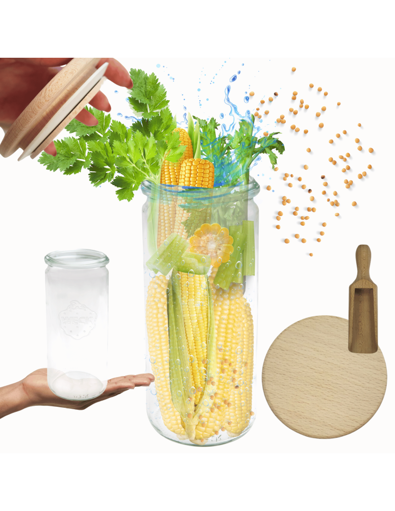 Słoiki weck - Słoik Weck 1l 1040ml weki CYLINDER szczelne drewniane wieko 1szt miarka - product b2b.wamar.biz 1