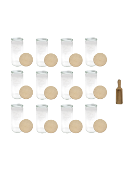Słoiki Weck 1l 1040ml CYLINDER szczelne drewniane wieka 12szt miarka - product 2