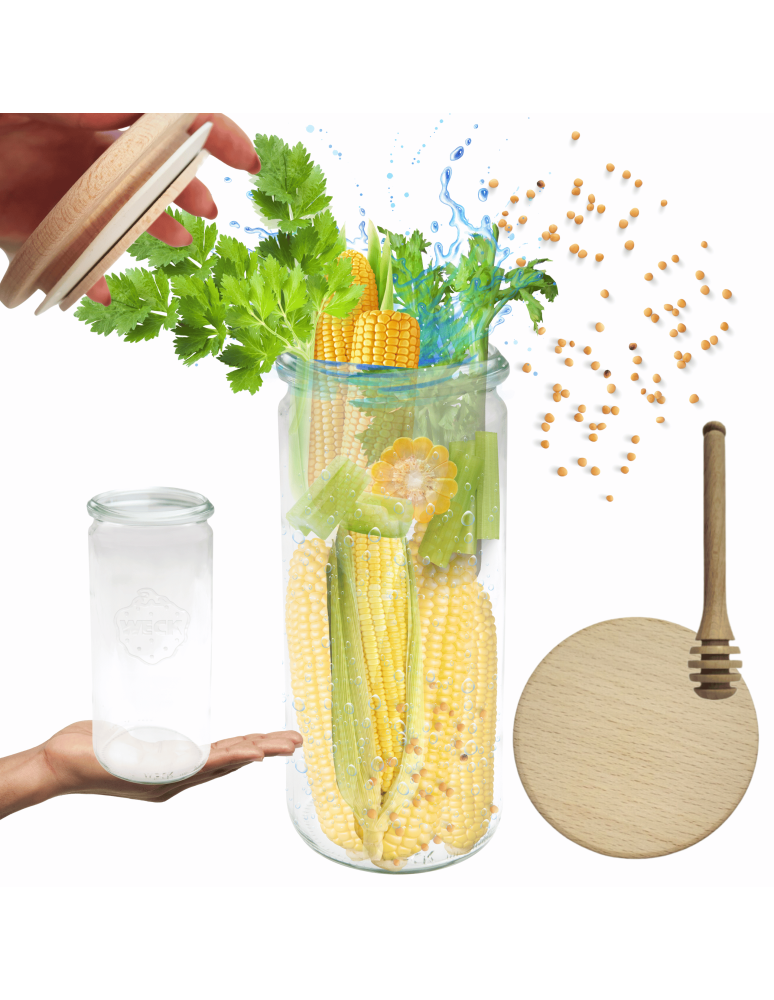 Słoiki weck - Słoik Weck 1l 1040 ml CYLINDER drewniane wieko z uszczelką 1szt nabierak - product b2b.wamar.biz 1