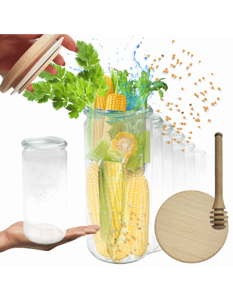 Słoiki weck - Słoiki Weck 1l 1040ml CYLINDER szczelne drewniane wieka 6szt nabierak - produkt b2b.wamar.biz 1