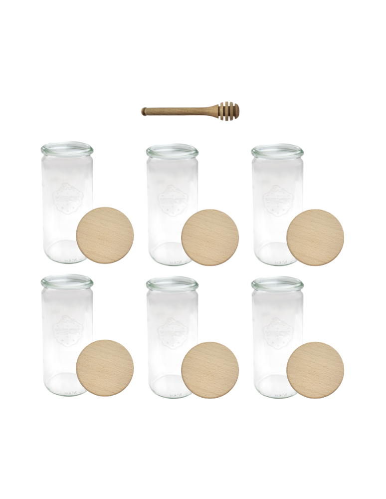 Słoiki weck - Słoiki Weck 1l 1040ml CYLINDER szczelne drewniane wieka 6szt nabierak - product b2b.wamar.biz 2