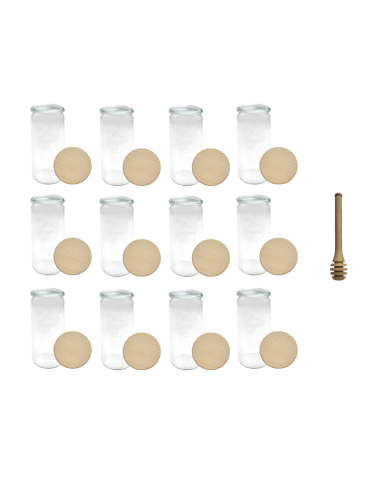 Słoiki Weck 1l 1040ml CYLINDER szczelne drewniane wieka 12szt nabierak - product 2