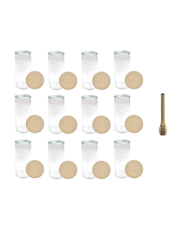 Słoiki Weck 1l 1040ml CYLINDER szczelne drewniane wieka 12szt nabierak - product 2