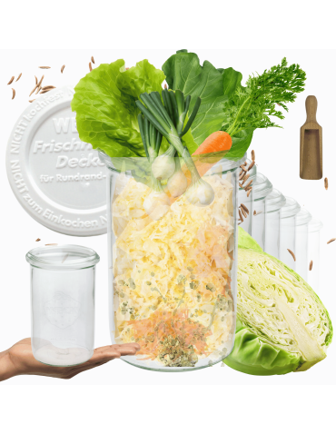 Słoiki Weck 1050ml 1l MOLD mąka ryż makaron plastikowe wieka MIARKA 6szt