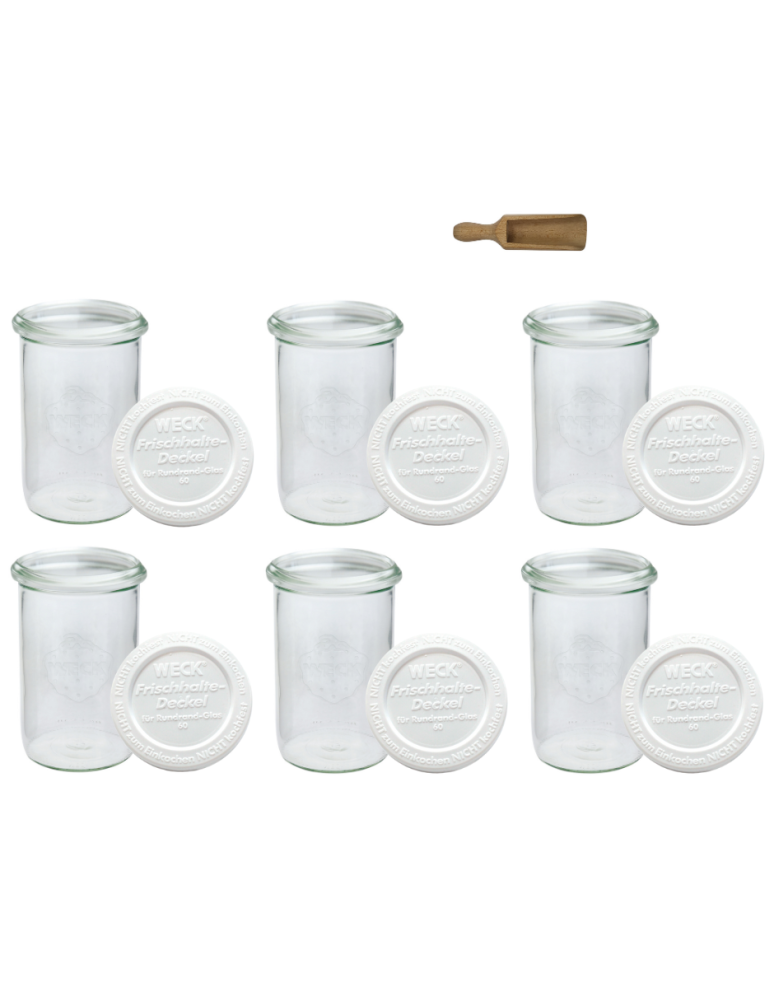 Słoiki weck - Słoiki Weck 1050ml 1l MOLD mąka ryż makaron plastikowe wieka MIARKA 6szt - product b2b.wamar.biz 2