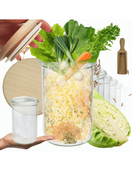 Słoiki Weck 1l 1050ml MOLD sypkie produkty wieka drewno 6szt miarka