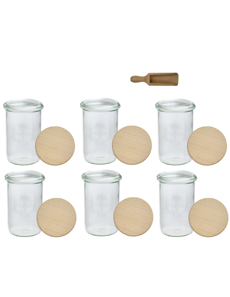 Słoiki weck - Słoiki Weck 1l 1050ml MOLD sypkie produkty wieka drewno 6szt miarka - product b2b.wamar.biz 2