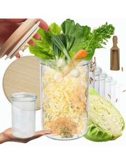 Słoiki Weck 1l 1050ml MOLD szczelne drewniane wieka 12szt miarka