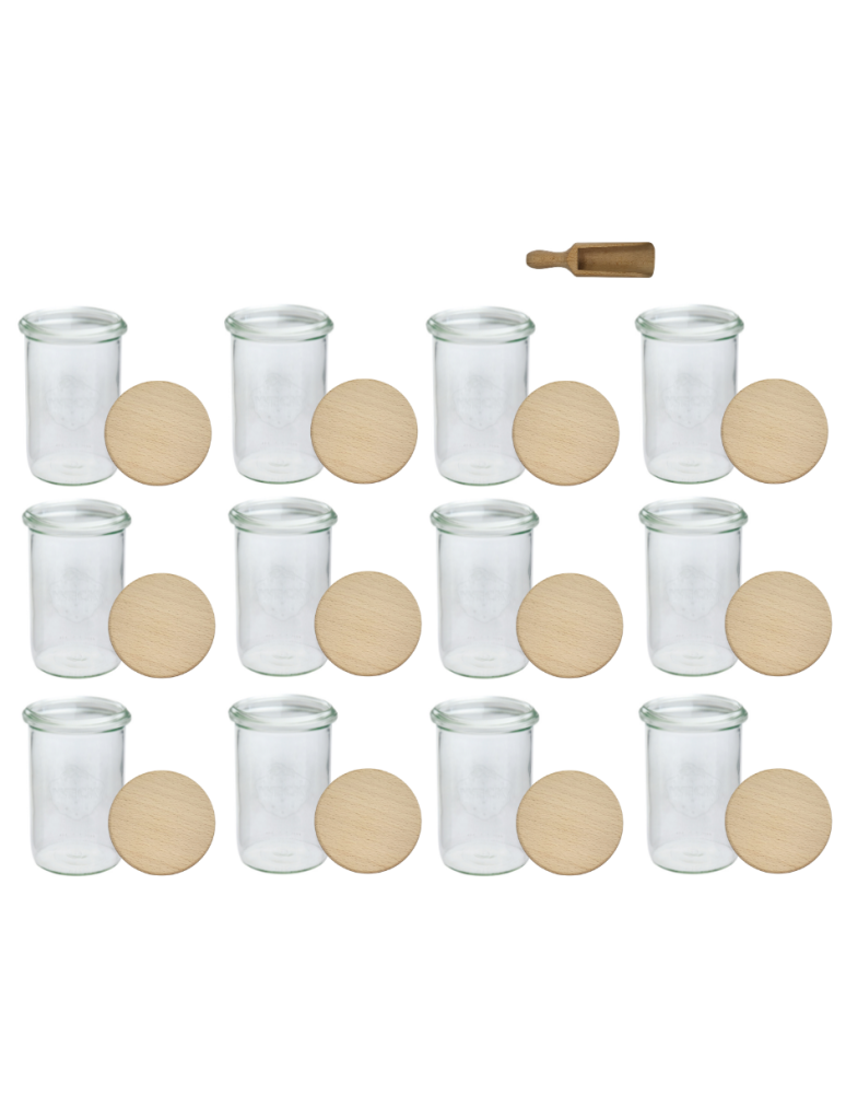 Słoiki weck - Słoiki Weck 1l 1050ml MOLD szczelne drewniane wieka 12szt miarka - produkt b2b.wamar.biz 2