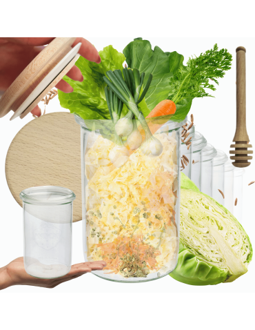 Słoiki Weck 1l 1050ml MOLD szczelne drewniane wieka 6szt nabierak