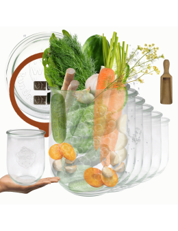 Słoiki Weck 1l 1062ml soki TULIP miarka spinki wieko gumka 6szt