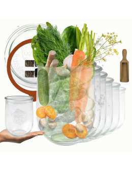 Słoiki Weck 1062 1l na sok TULIP żaroodporne miara spinki wieko gumka 12szt