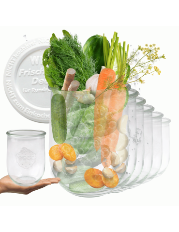 Słoiki Weck 1062ml 1l TULIP do kawy herbaty weki plastikowe wieka 12szt