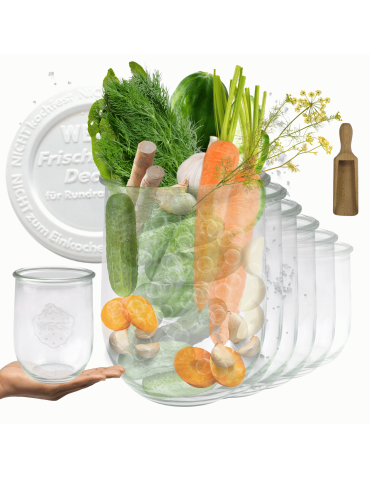 Słoiki Weck 1062ml 1l TULIP mąka ryż makaron plastikowe wieka MIARKA 6szt