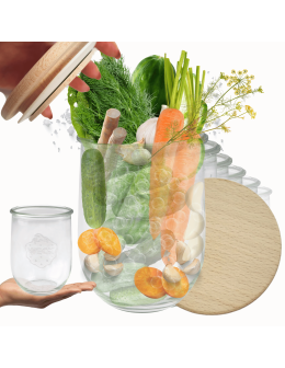 Słoiki Weck 1l przetwory TULIP szczelne drewniane wieka 6szt 1062