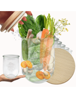 Słoiki Weck 1l przetwory TULIP drewniane wieka z gumką 12szt 1062