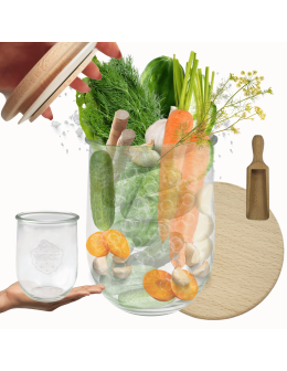 Słoik Weck 1062ml 1l na ciastka TULIP szczelne drewniane wieko 1szt miarka