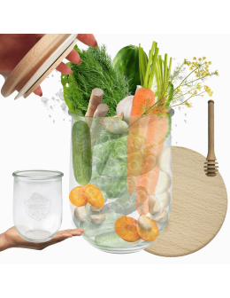 Słoik Weck 1062 1l makaron TULIP drewniane wieko z uszczelką 1szt nabierak