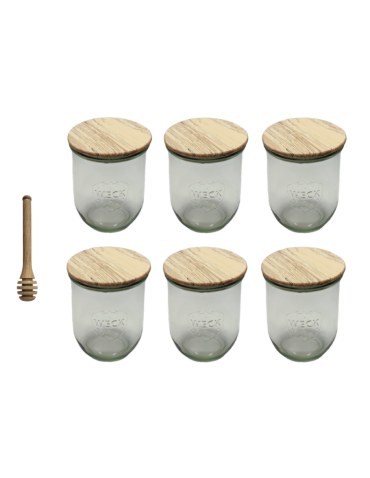 Słoiki Weck 1l 1062ml TULIP szczelne drewniane wieka 6szt nabierak - product 2