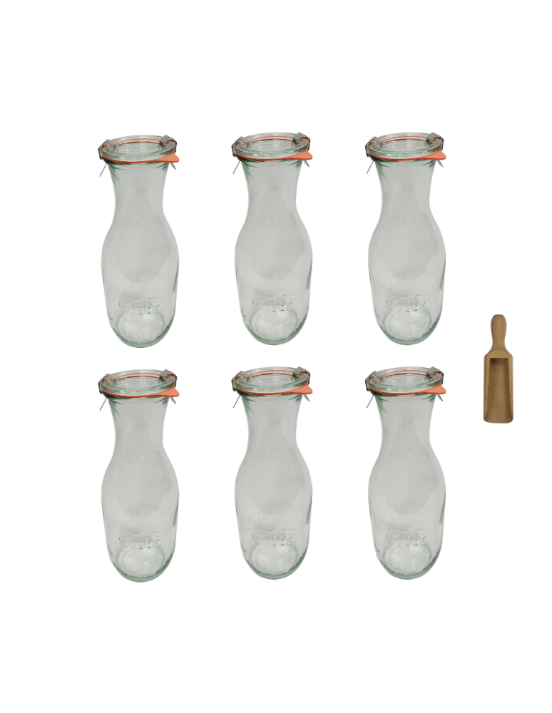 Słoiki weck - Karafki 1062ml Weck 1L miarka spinki wieko gumka 6szt do wody wina soku - product b2b.wamar.biz 2