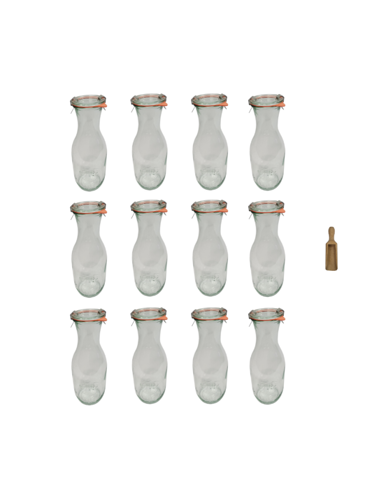 Słoiki weck - Karafki 1062ml Weck 1L miara spinki wieko gumka 12szt do wody wina soku - product b2b.wamar.biz 2