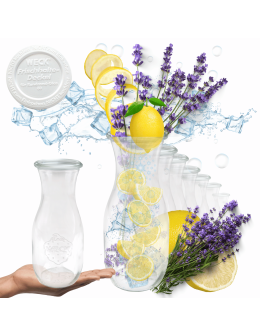 Karafki 1062ml Weck 1L weki plastikowe wieka 12szt do wody wina soku