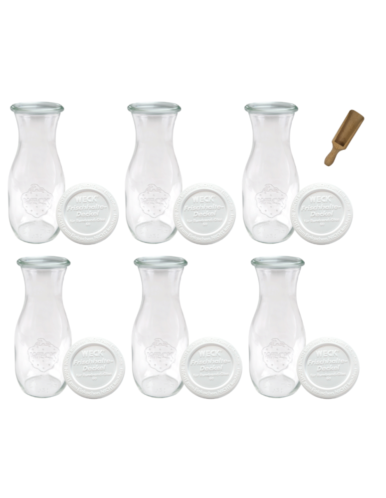 Słoiki weck - Karafki 1062ml Weck 1L plastikowe wieka MIARKA 6szt do wody wina soku - product b2b.wamar.biz 2