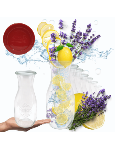 Karafki 1062ml Weck 1L szczelne silikonowe wieka 6szt butelka