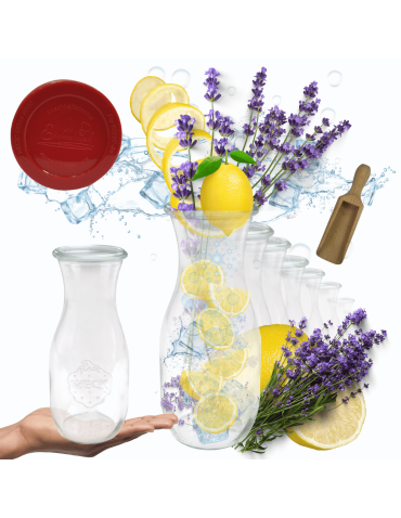 Karafki 1062ml Weck 1L szczelne silikonowe wieko 6szt miarka