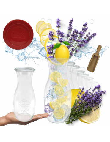 Karafki 1062ml Weck 1L szczelne silikonowe wieko 12szt miarka