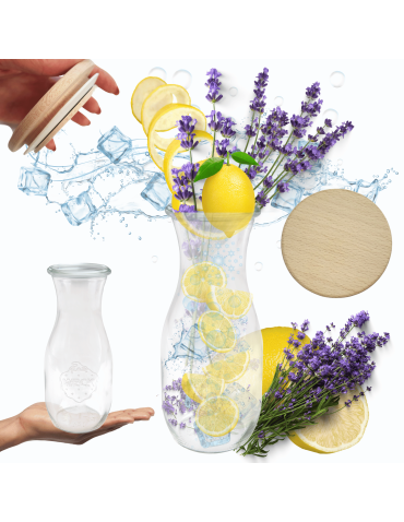 Karafka 1062ml Weck 1L drewniane wieko 1szt do wody wina soku