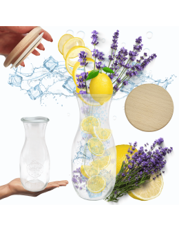 Karafka 1062ml Weck 1L drewniane wieko 1szt do wody wina soku