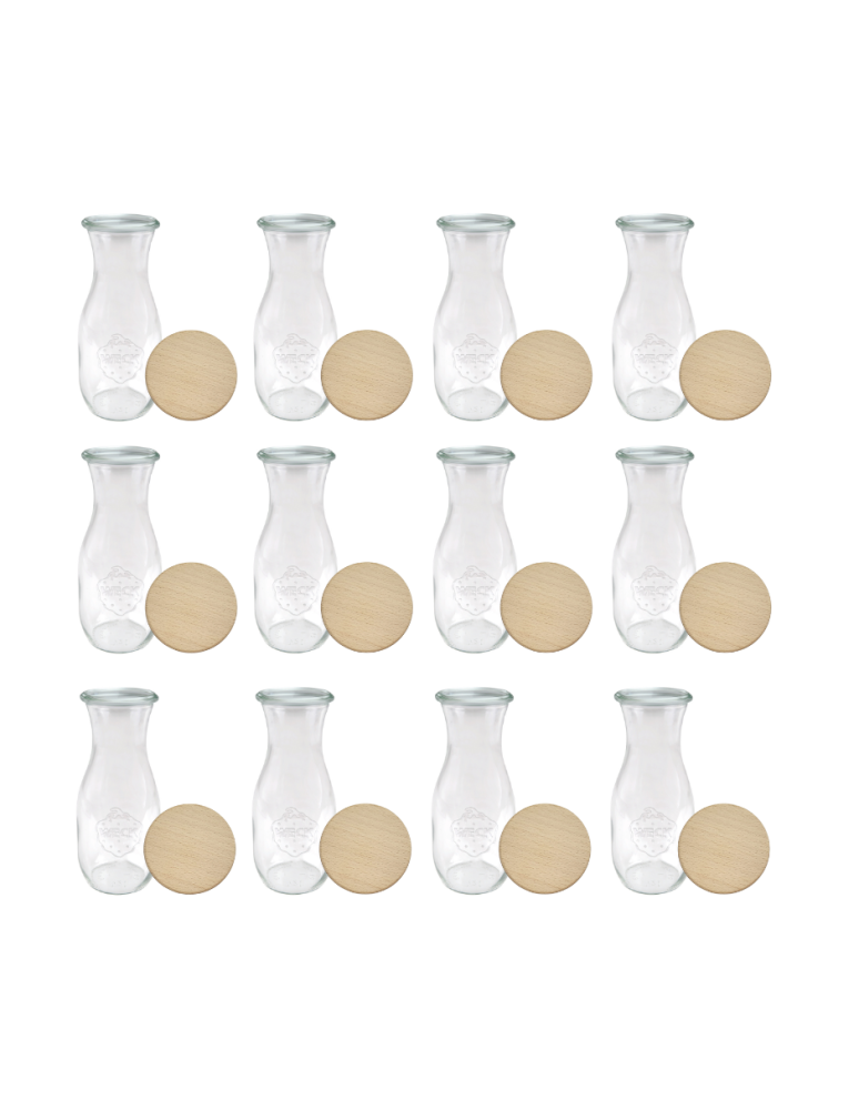 Słoiki weck - Karafki 1062ml Weck 1L drewniane wieka z gumką 12szt butelka - product b2b.wamar.biz 2