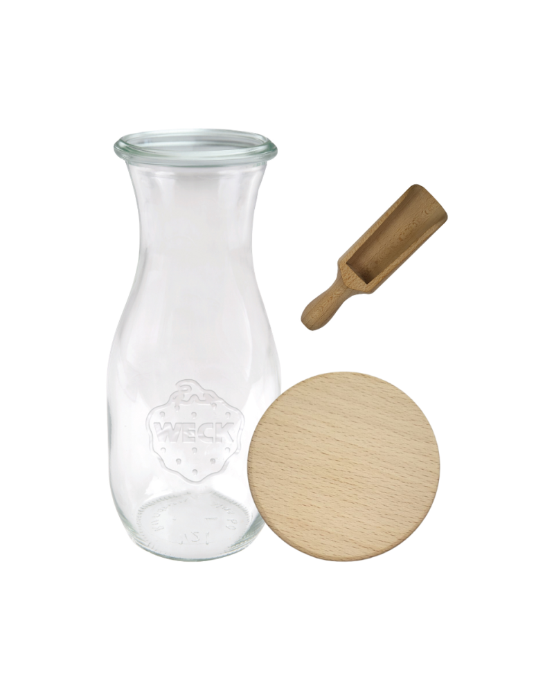 Słoiki weck - Karafka 1062ml Weck 1L drewniane wieko 1szt miarka butelka - product b2b.wamar.biz 2
