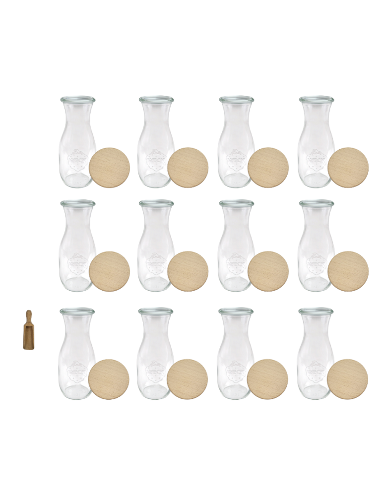 Słoiki weck - Karafki 1062ml Weck 1L szczelne drewniane wieka 12szt miarka - product b2b.wamar.biz 2