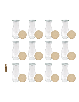 Karafki 1062ml Weck 1L szczelne drewniane wieka 12szt miarka - produkt 2