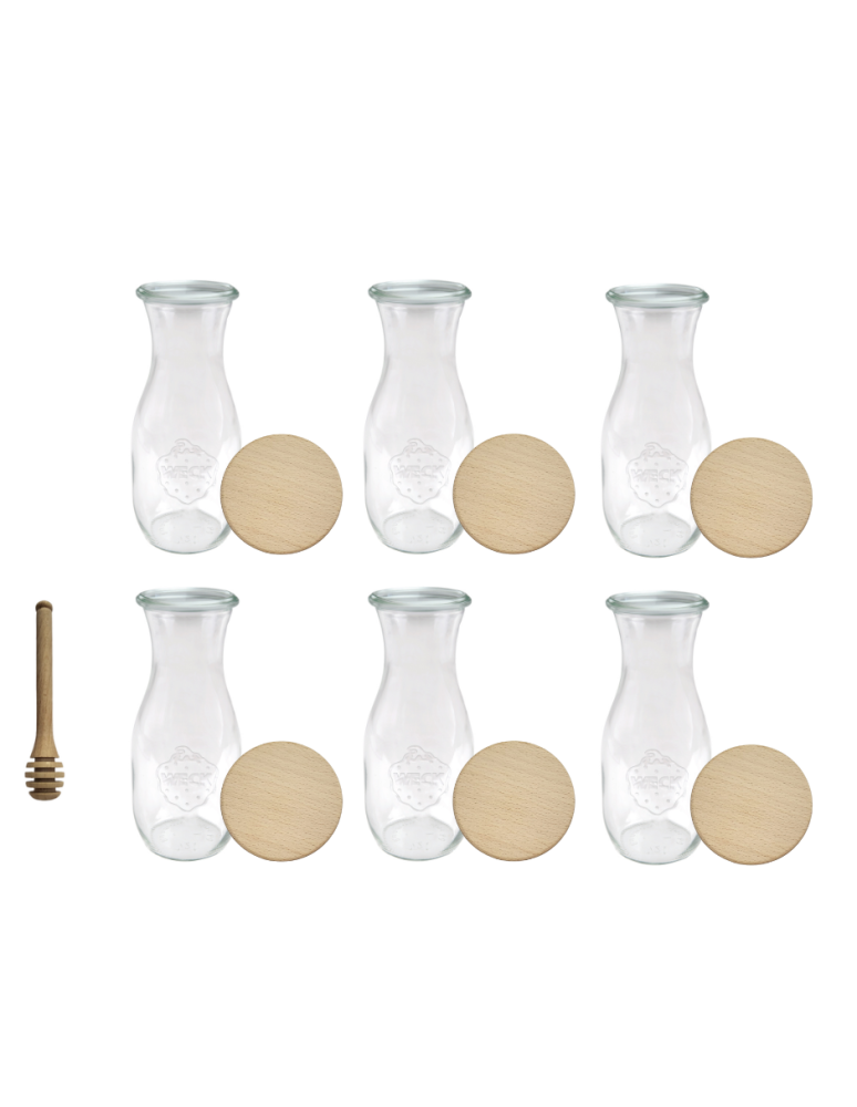 Słoiki weck - Karafki 1062ml Weck 1L szczelne drewniane wieka 6szt nabierak - product b2b.wamar.biz 2