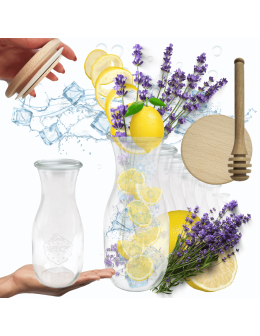 Karafki 1062ml Weck 1L szczelne drewniane wieka 12szt nabierak