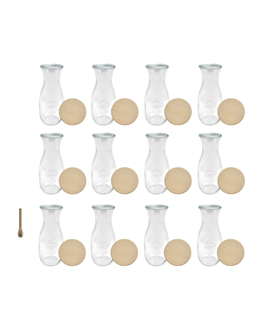Karafki 1062ml Weck 1L szczelne drewniane wieka 12szt nabierak - product 2