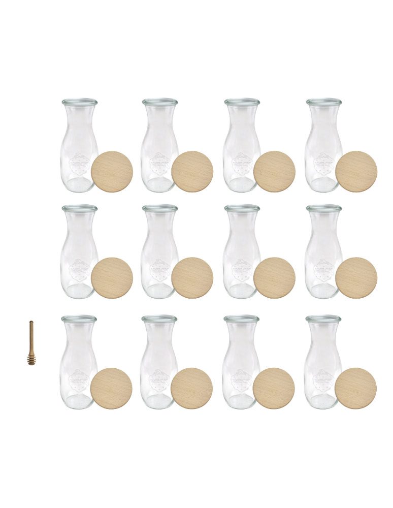 Słoiki weck - Karafki 1062ml Weck 1L szczelne drewniane wieka 12szt nabierak - product b2b.wamar.biz 2