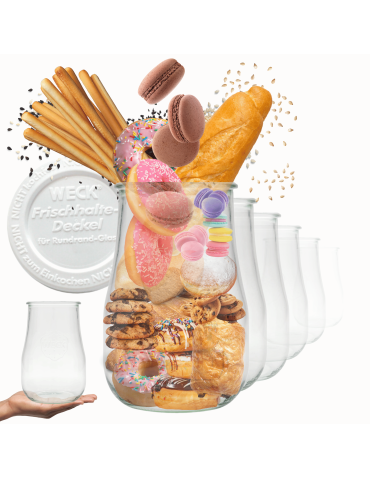 Słoiki Weck 1750ml 1,75l wazon TULIP weki plastikowe wieka 12szt słój słoje