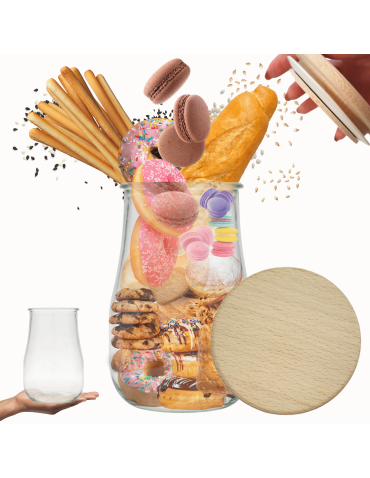 Słoik Weck 1750ml 1,75l butelka TULIP żaroodporny drewniane wieko 1szt weki