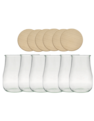 Słoiki Weck 1,75l 1750 ml wazon TULIP żaroodporne drewniane wieka 6szt słój - product 2