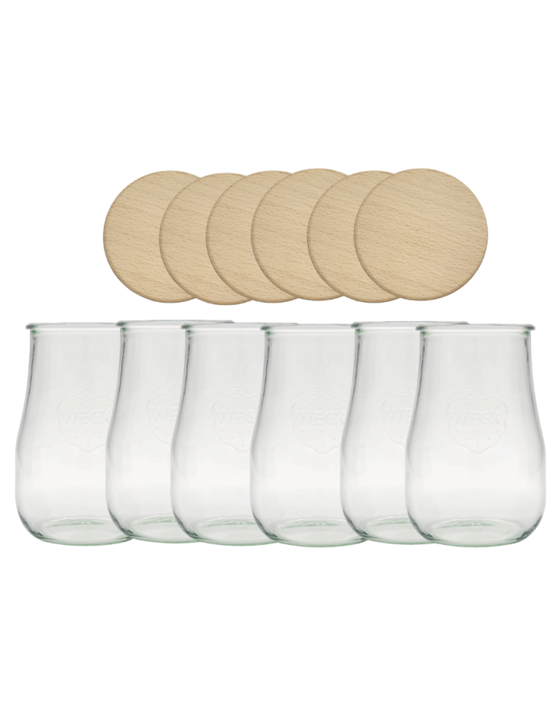 Słoiki weck - Słoiki Weck 1,75l 1750 ml wazon TULIP żaroodporne drewniane wieka 6szt słój - product b2b.wamar.biz 2