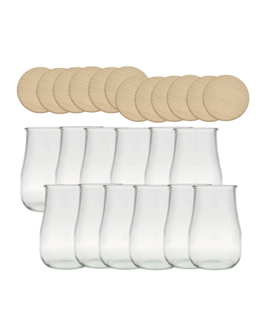 Słoiki Weck 1750ml 1,75l wazon TULIP żaroodporne drewniane wieka 12szt słój - product 2