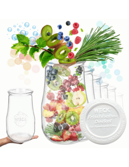 Słoiki Weck 2700ml 2,7l wazon TULIP weki plastikowe wieka 12szt słoje słoik