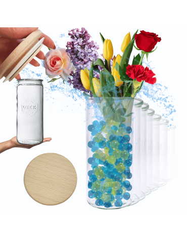 Słoiki Weck 1,575l 1575 wazon MOLD żaroodporne drewniane wieka 6szt CYLINDER