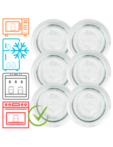 Szklane wieka do słoika słoików WECK szklane wieczka 6 szt 60mm pokrywka
