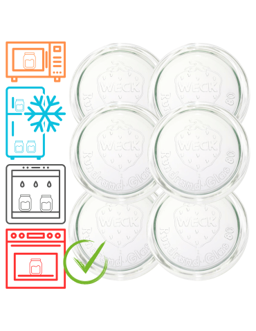 Szklane wieka do słoika słoików WECK szklane wieczka 6 szt 80mm pokrywka